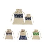 Cotton Linen Patchwork Drawstring Bags