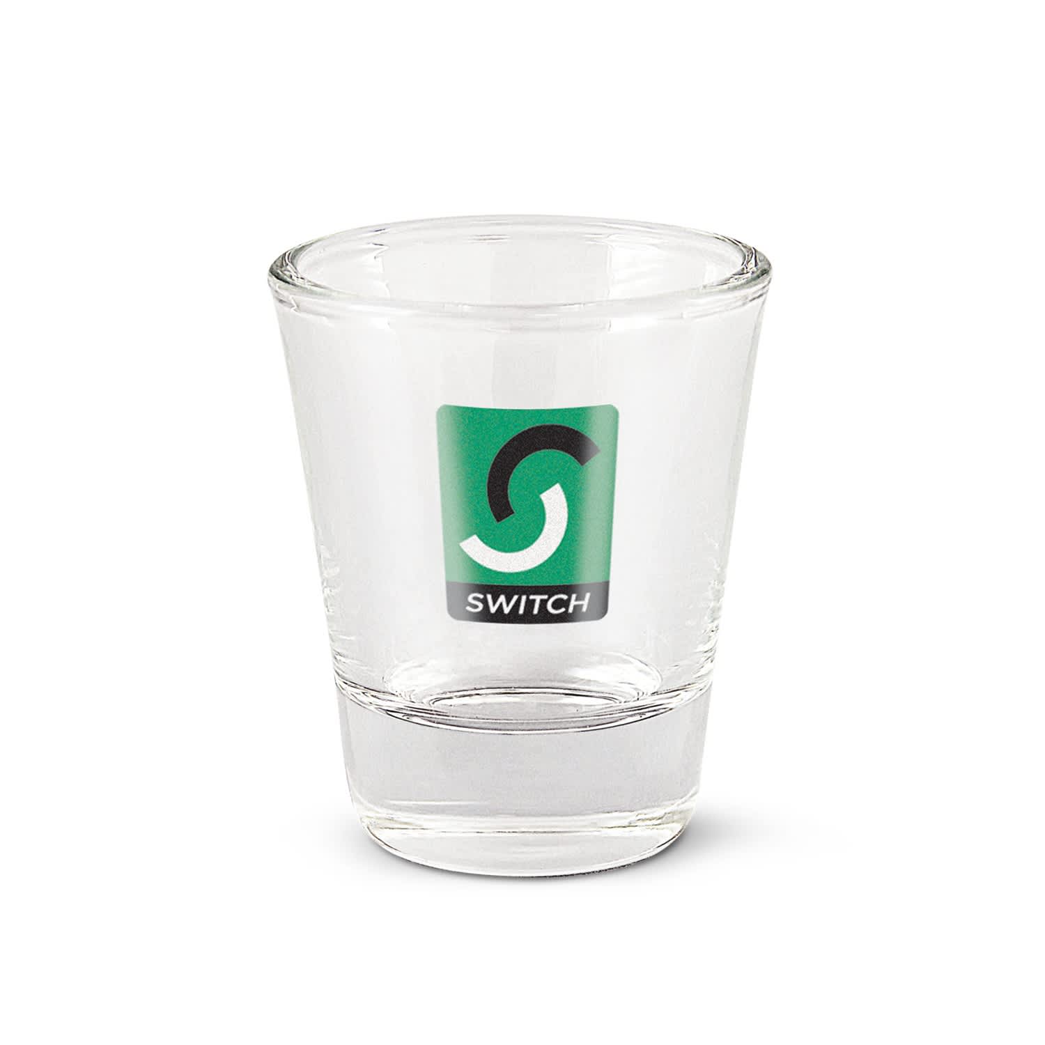 A Boston shot glass featuring a colorful logo design. Boston Shot Glass - Image 1