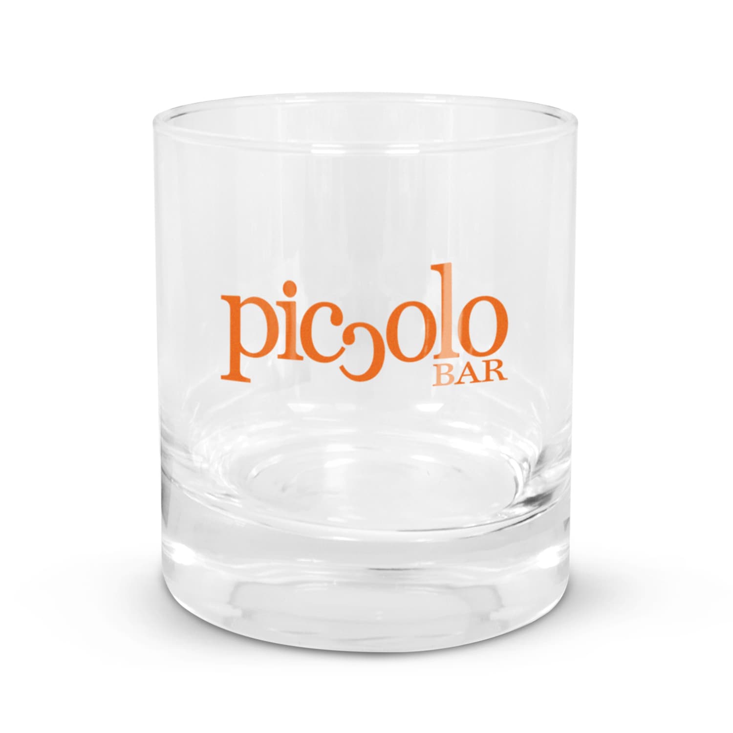 A glass tumbler featuring the logo "piccolo BAR" in orange. Surf Tumbler - Image 1