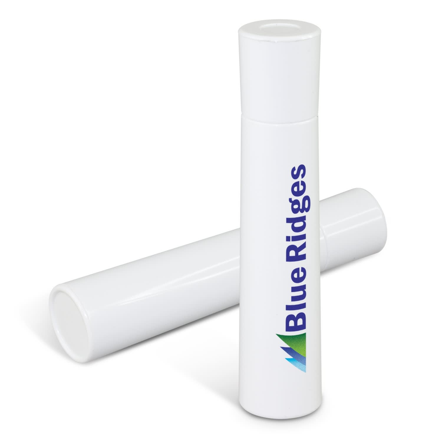 A white lint roller with a smooth surface and a logo displayed on it, accompanied by an additional roller. Lint Roller - Image 1