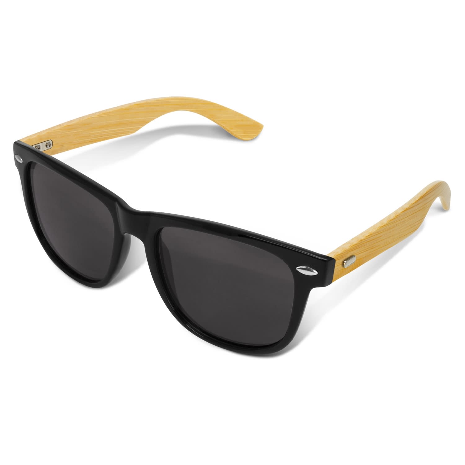 Malibu Premium Sunglasses featuring black frames and bamboo arms, designed for leisure and outdoor activities. Malibu Premium Sunglasses - Bamboo - Image 1