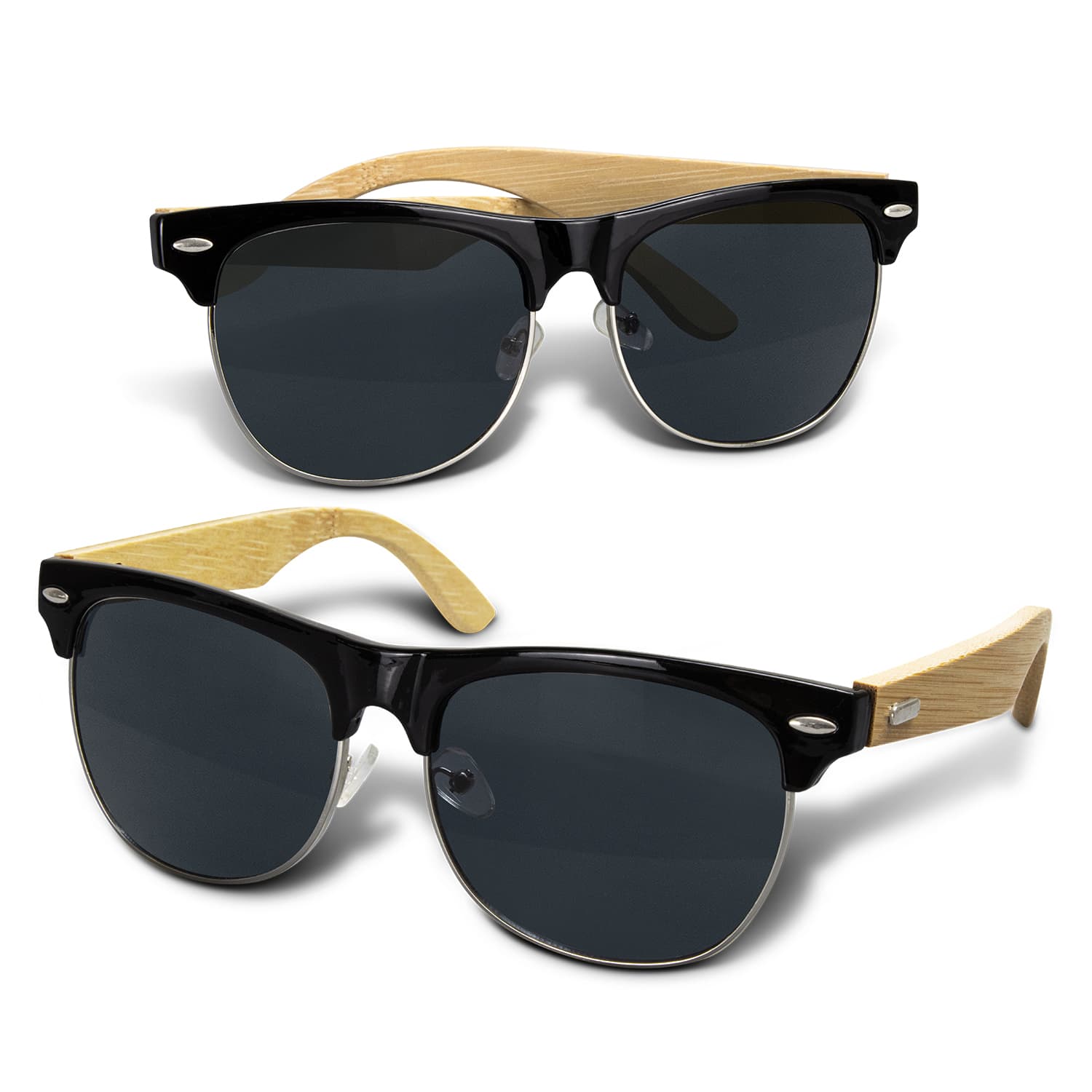 Maverick sunglasses featuring black frames and bamboo arms, showcasing a stylish and sustainable design. Maverick Sunglasses - Bamboo - Image 1