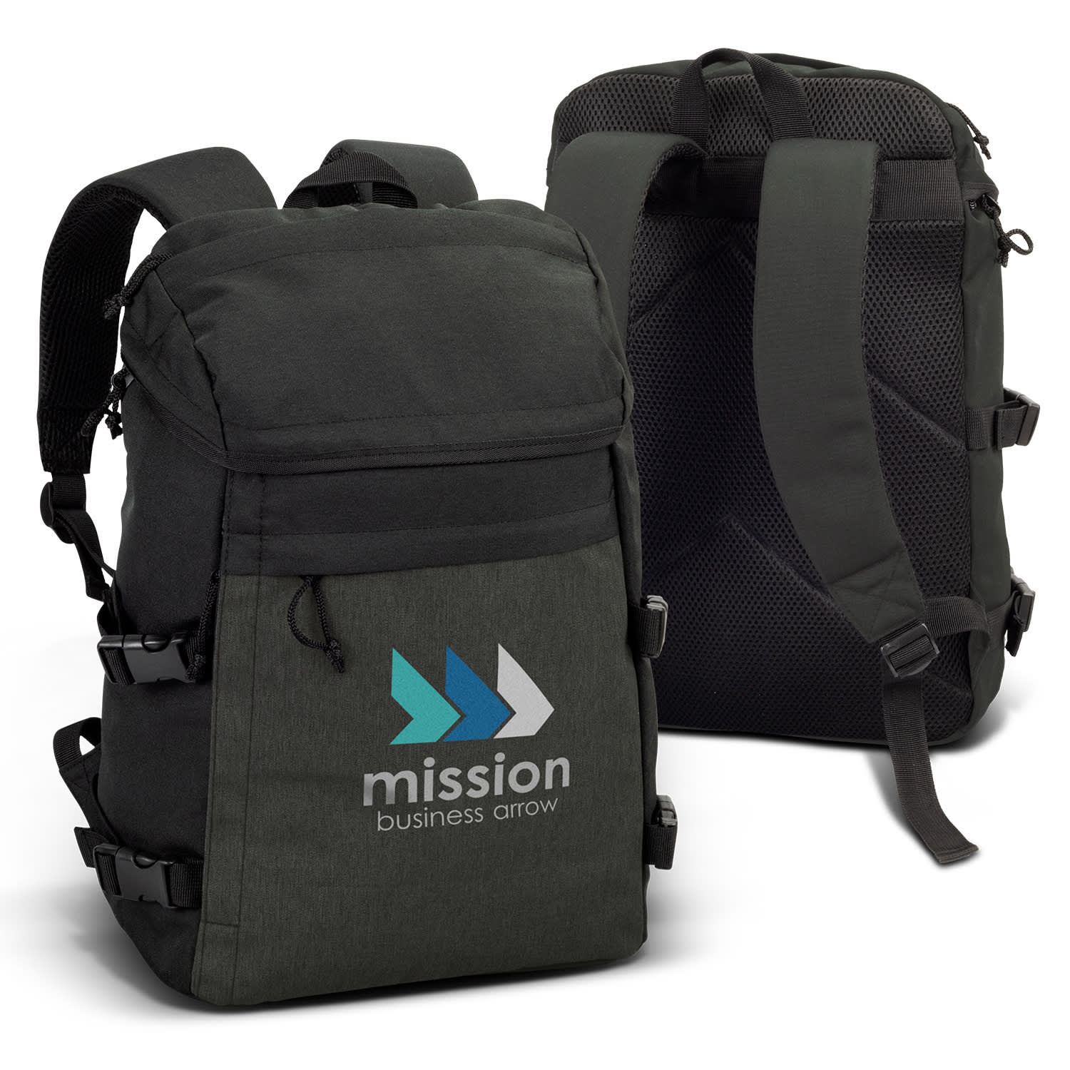 A stylish dark green backpack featuring a logo and adjustable straps, with a padded back for comfort. Campster Backpack - Image 1