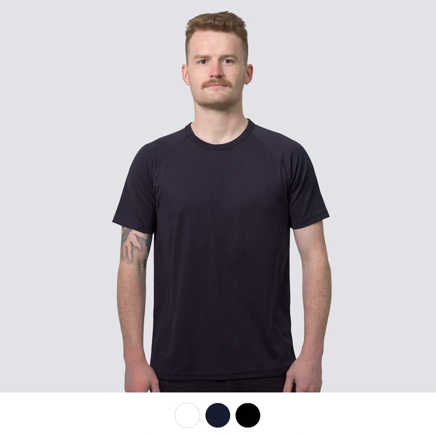 A black men's sports T-shirt with a round neck and short sleeves, featuring a logo. TRENDSWEAR Agility Mens Sports T-Shirt - Image 1