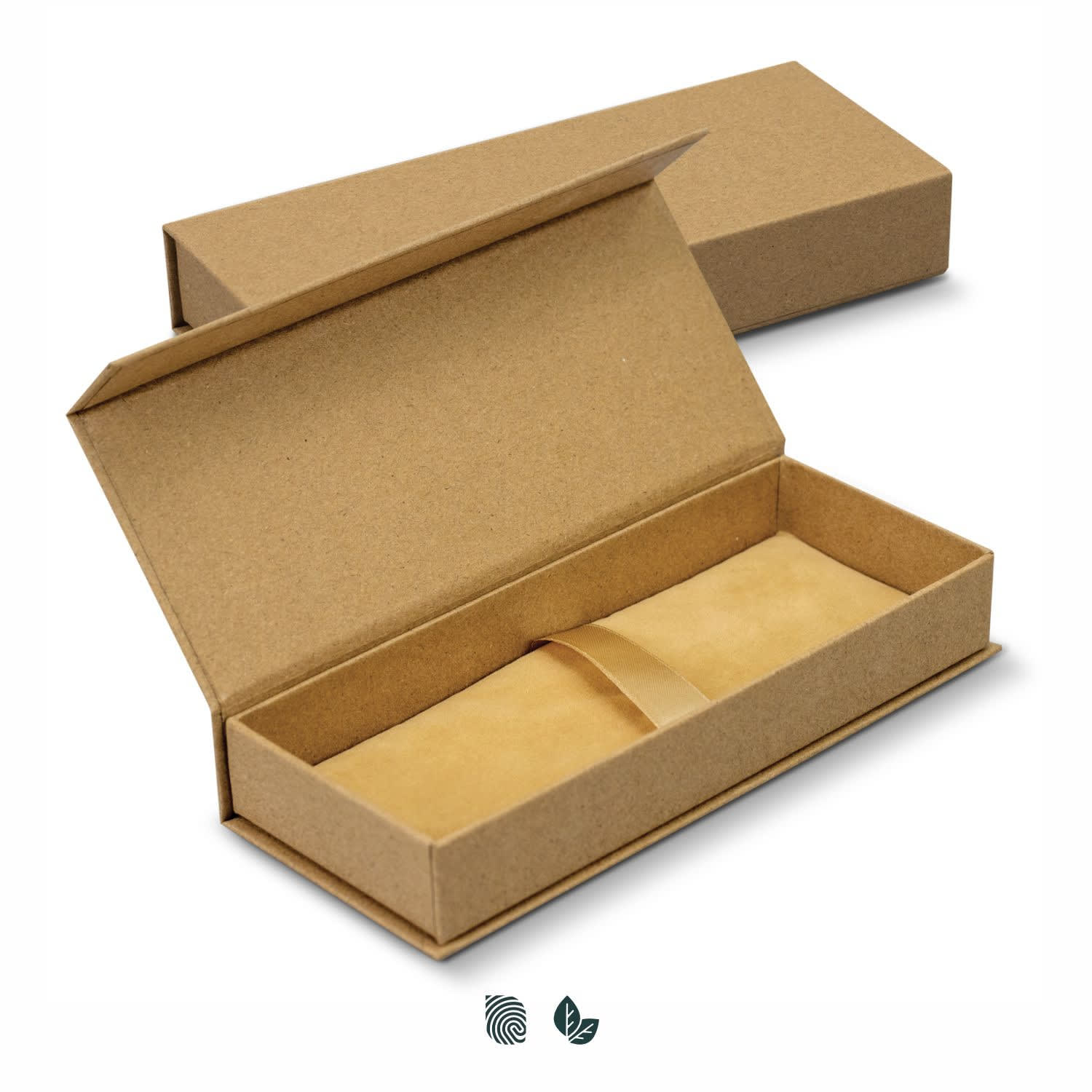 A kraft gift box with a rectangular shape and a smooth, open interior, featuring a clasp closure. Monaco Kraft Gift Box - Image 1