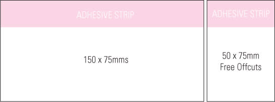 A notepad featuring a white design with a pink adhesive strip, measuring 150x75 mm. Includes free offcuts. Stuk Note Pad 150x75 White 3col 100 Leaf - Image 1