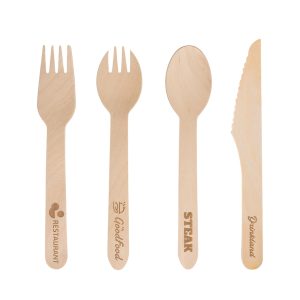 Pack of 100 Per Pack Disposable Wooden Cutlery - (Forks /Spoons/Knives/2 in 1 Spoon and fork)-(Big)