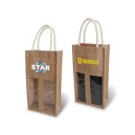Jute Double Wine Carrier with Window