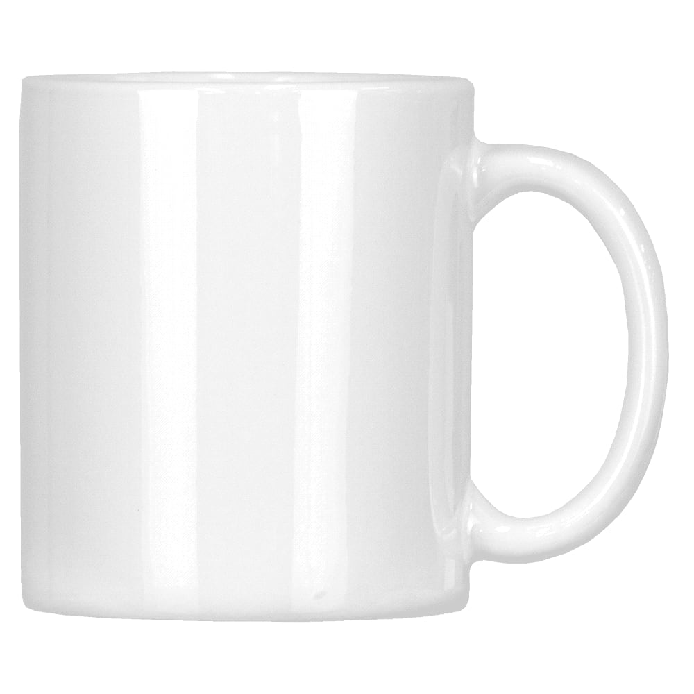 A white sublimation ceramic mug, 325ml, presented in a box, featuring a handle and a smooth surface. Bounty Sublimation Ceramic Mug 325ml In Box - Image 1