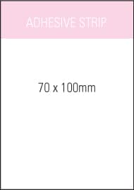A notepad with a white surface, measuring 70x100mm, featuring a pink adhesive strip at the top and a logo. Stuk Note Pad 70x100 White 1col 40 Leaf - Image 1