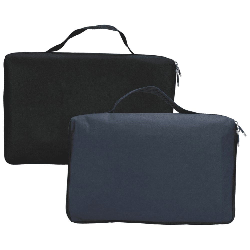 A set of two picnic rugs in black and dark navy, featuring waterproof backing and carrying handles. Día De Campo Rug w/ Waterproof Backing - Image 1