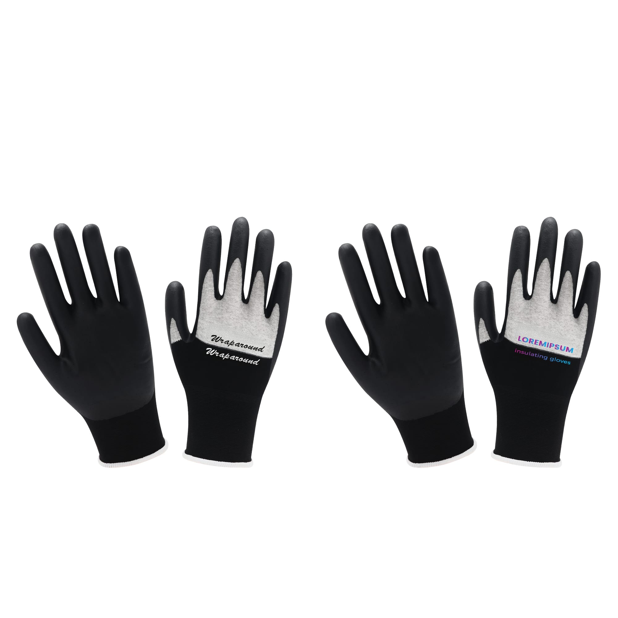 A pair of premium black touchscreen insulating gloves with flexible fingers and a branded logo on one glove. Premium 400V Touchscreen Insulating Gloves - Image 1