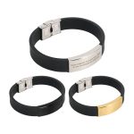 Engraved Stainless Steel Buckle Latch Bracelet