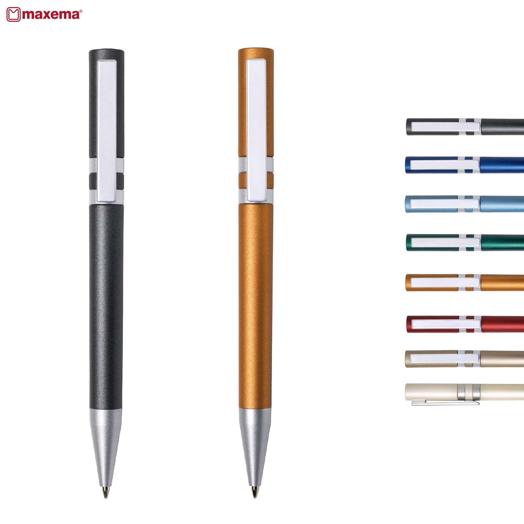Two plastic pens in black and gold with silver accents, alongside a selection of pens in various colours. Ethic M AL - Image 1