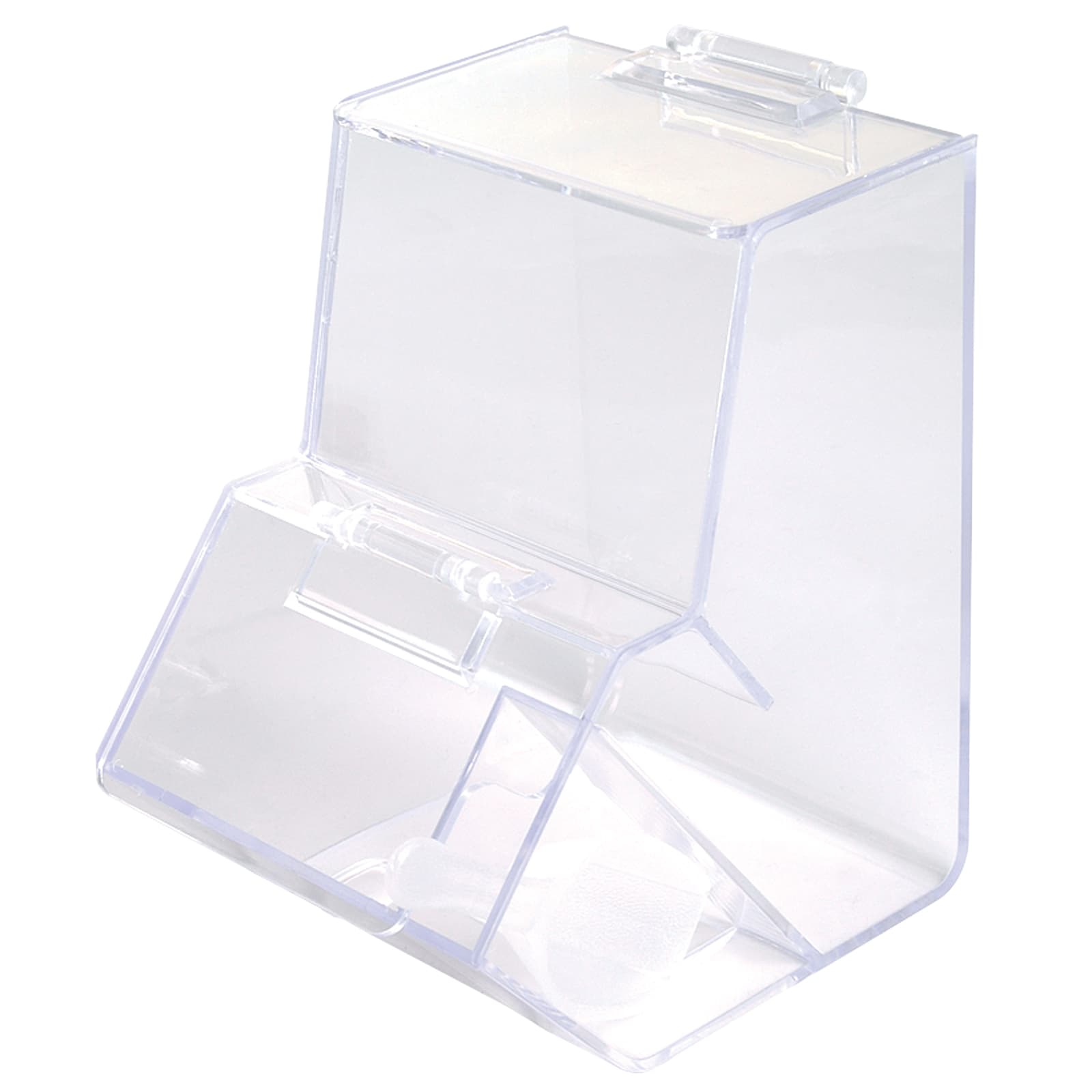 A clear acrylic dispenser features a scoop and a hinged lid, designed with a sleek, modern look. Clear Dispenser with Scoop - Image 1