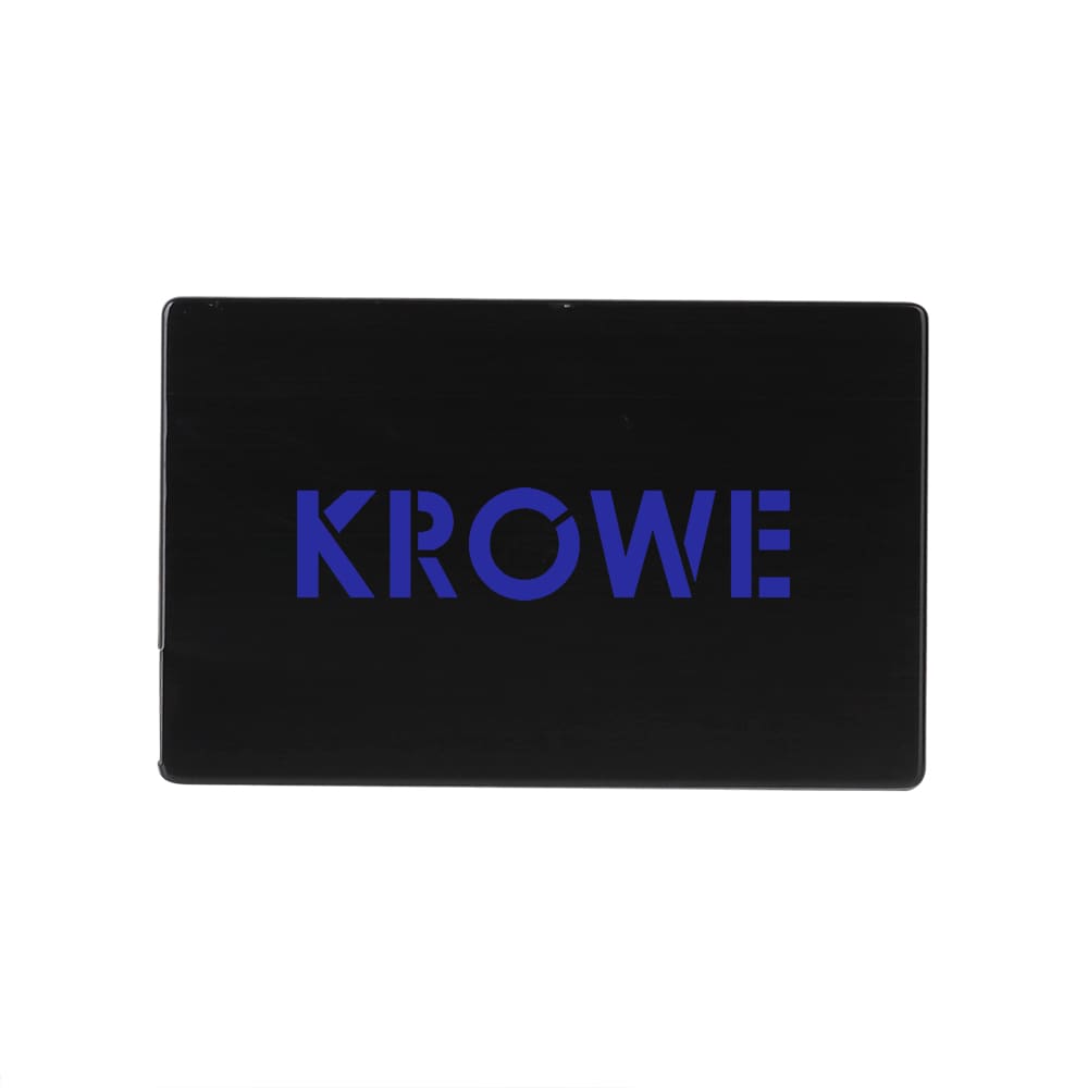 A black flash drive with a blue logo, designed in a sleek rectangular shape. Cable Card Flash Drive - Image 1