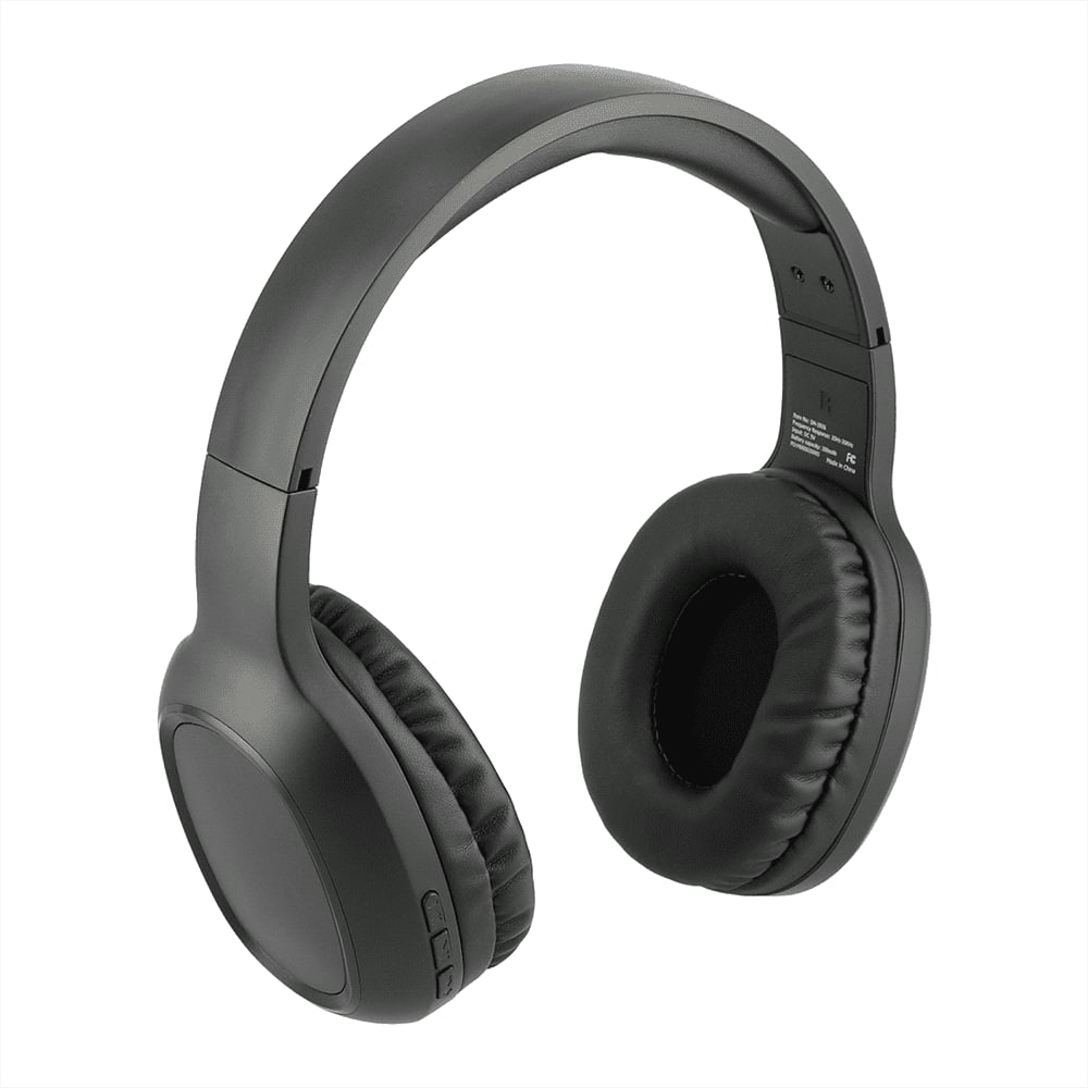 Black Bluetooth headphones with soft ear cushions and adjustable headband, featuring a simple design and a logo. Oppo Bluetooth Headphones & Microphone - Image 1