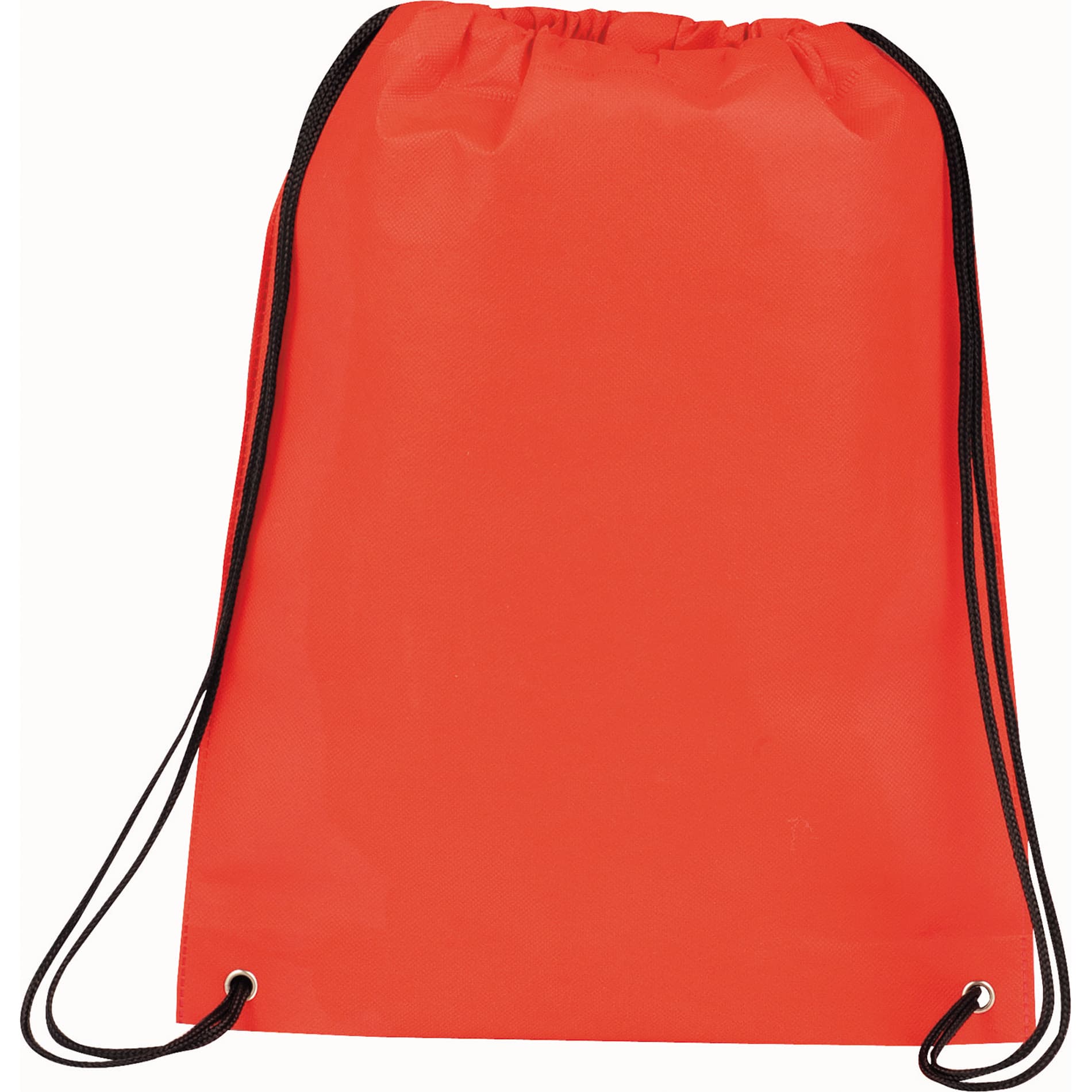 An orange drawstring sportspack with black cords and a logo. Champion Heat Seal Drawstring Sportspack - Image 1