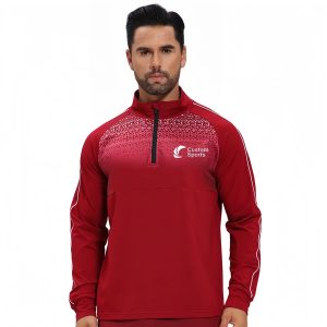 Polyester Spandex Sublimated Stand-Up Collar 1/4 Zip Splicing Raglan Jacket