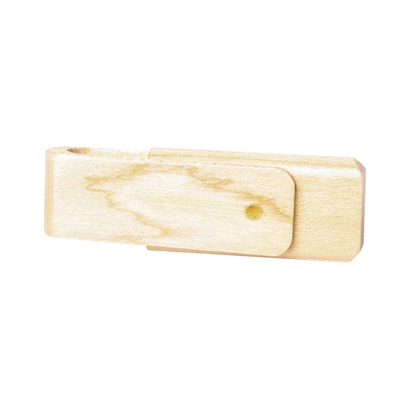 A bamboo swivel flash drive in a light, natural wood finish with a simple, minimalist design. Bamboo Swivel Flash Drive - Image 1