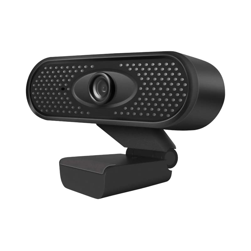 A black webcam with a textured surface and an adjustable mount for easy positioning. Helm Webcam Camera - Image 1