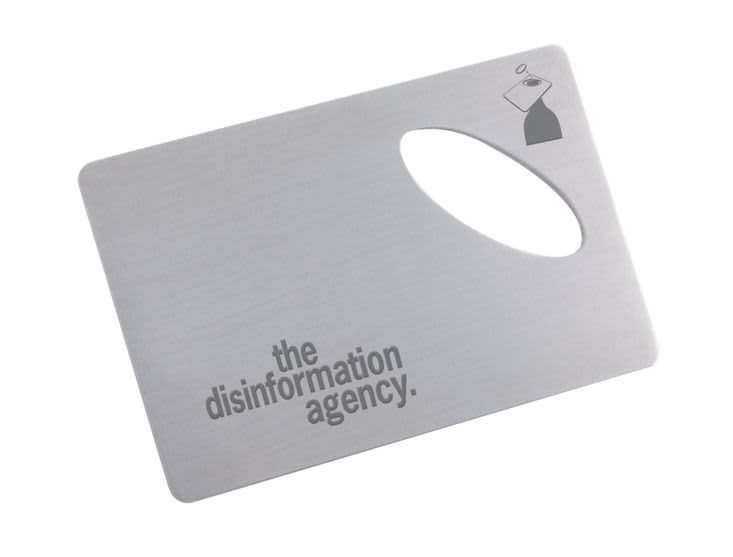 A drink bottle opener in a sleek silver finish, featuring a logo and a cut-out design. Wallet Waiter - Image 1