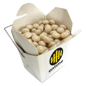White Cardboard Noodle Box with Chewy Mints 100g