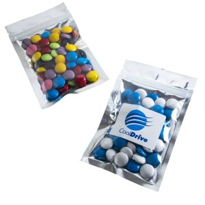 Silver Zip Lock Bag with Choc Beans 50g