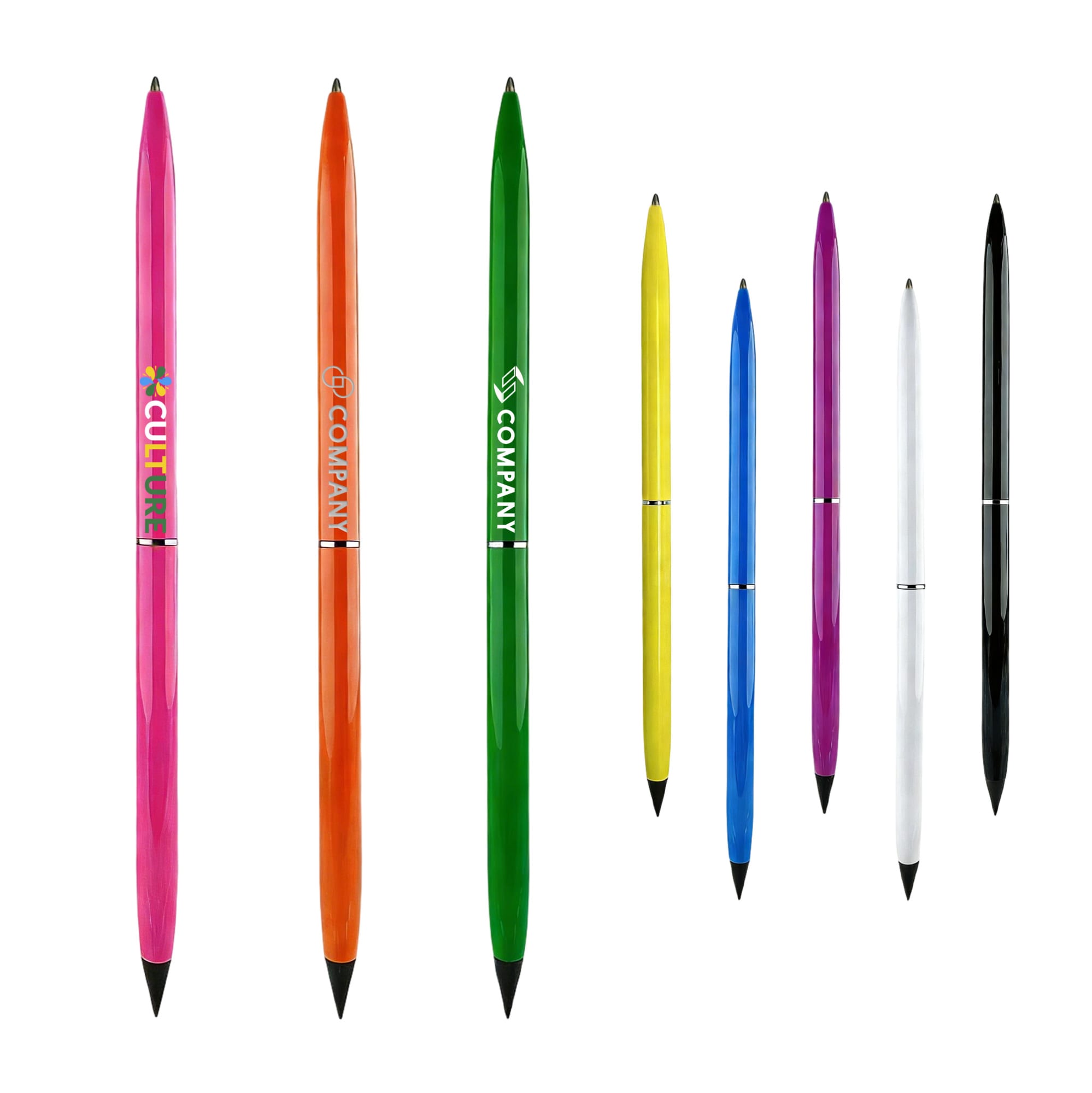 A set of double-ended pencils and ballpoint pens in various colours including pink, green, orange, yellow, purple, and black. Double-ended Eternal Pencil and Ballpoint Pen - Image 1