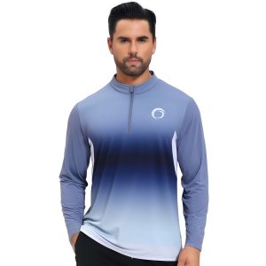 Polyester Spandex Sublimated Stand-Up Collar 1/4 Zip Splicing Long Sleeves Shirt