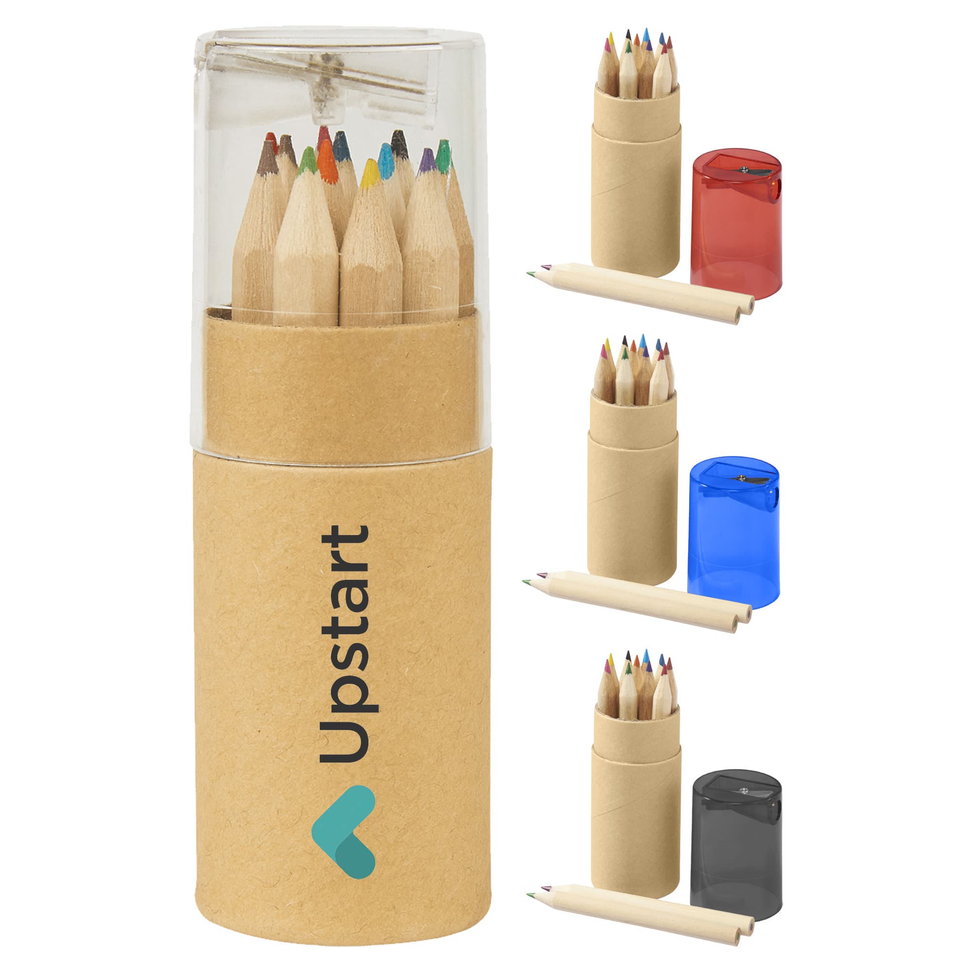A tube containing coloured pencils in various hues, with a transparent cap and multiple colour options for the tube. 2in1 Colour Pencil Tube - Image 1
