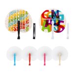 Peach Shape Plastic Handle Paper Fan