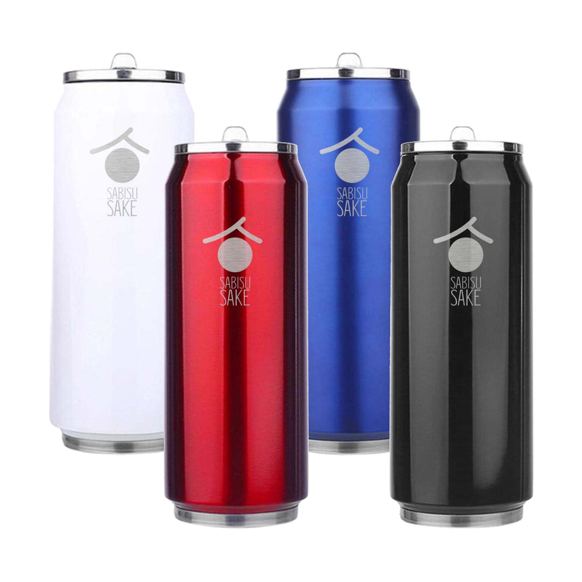 A drink bottle set featuring four colours: white, red, blue, and black. Each bottle has a logo on it. Coke Drink Bottle - Image 1