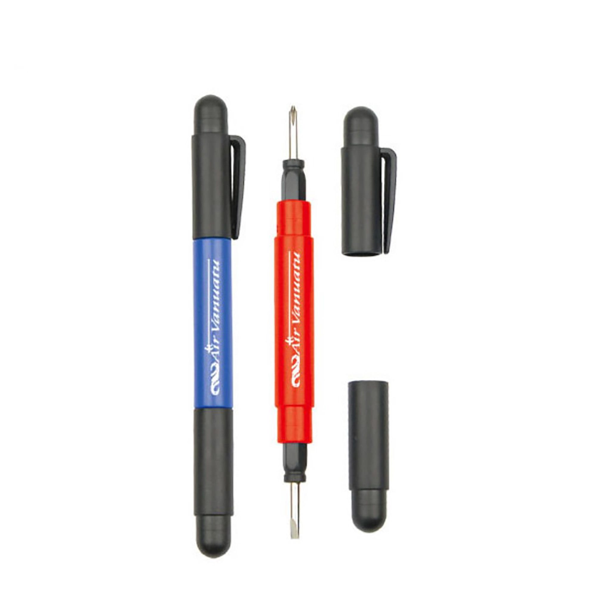A tool set resembling pens in blue and red, featuring a screwdriver and removable caps. Includes a logo. Pen Shape Tool Set - Image 1