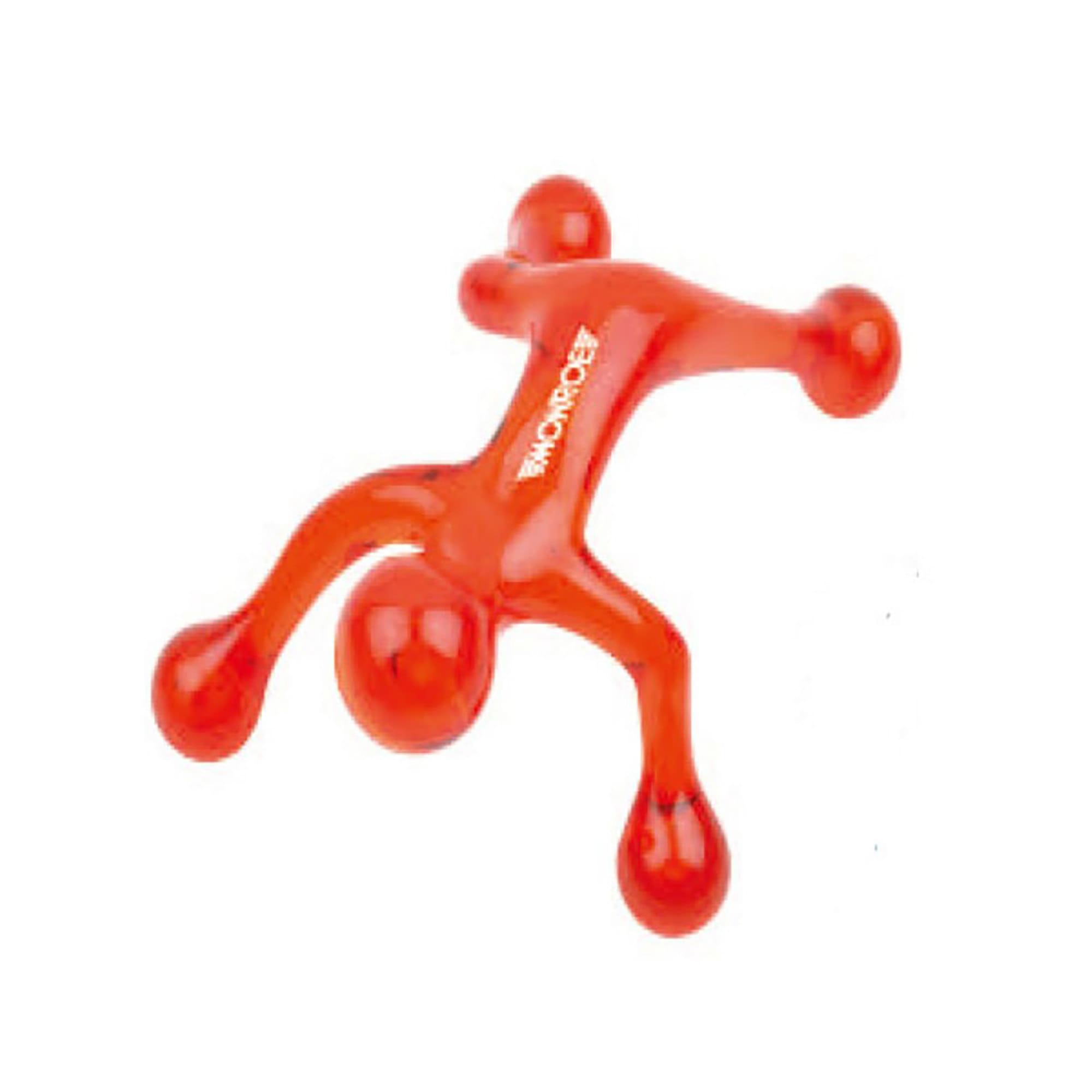 A red massager with various rounded sections, featuring a brand logo. The design is playful and ergonomic. Massager - Image 1