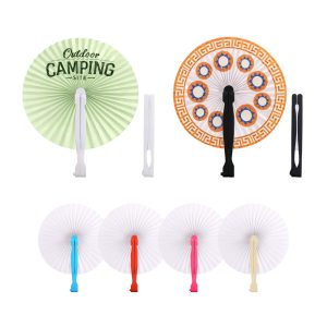 Round Plastic Handle Paper Fan