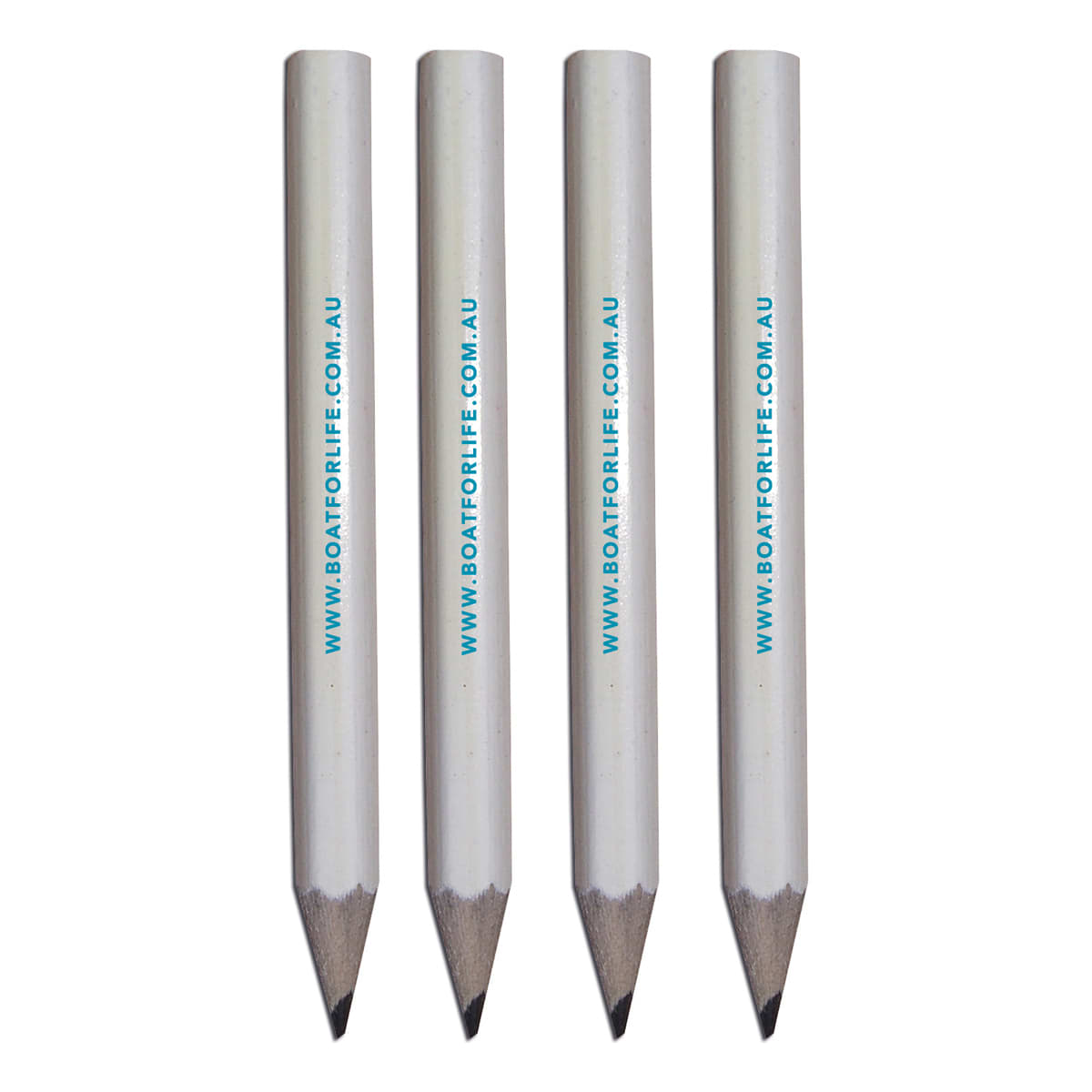 Four grey-lead pencils with white shafts and branding on the side. 3 1/2 inch Pencil - Image 1