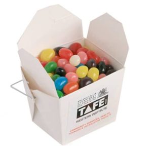 White Cardboard Noodle Box with Mini Jelly Beans 100g