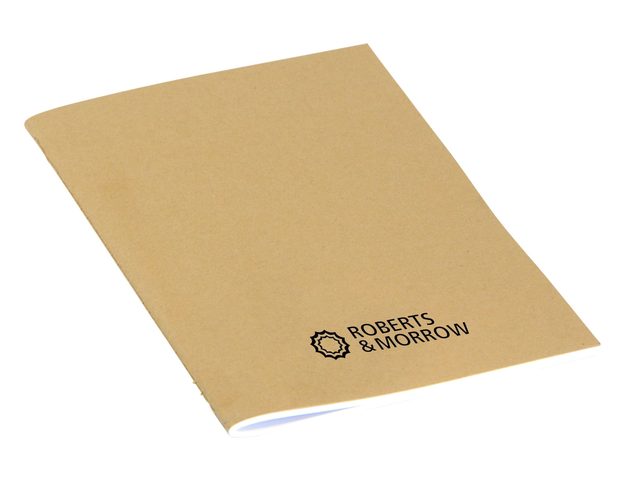 A Kraft A5 notebook in a brown cover, featuring a logo on the front. Blank pages inside for note-taking. Kraft A5 Notebook, Blank - Image 1
