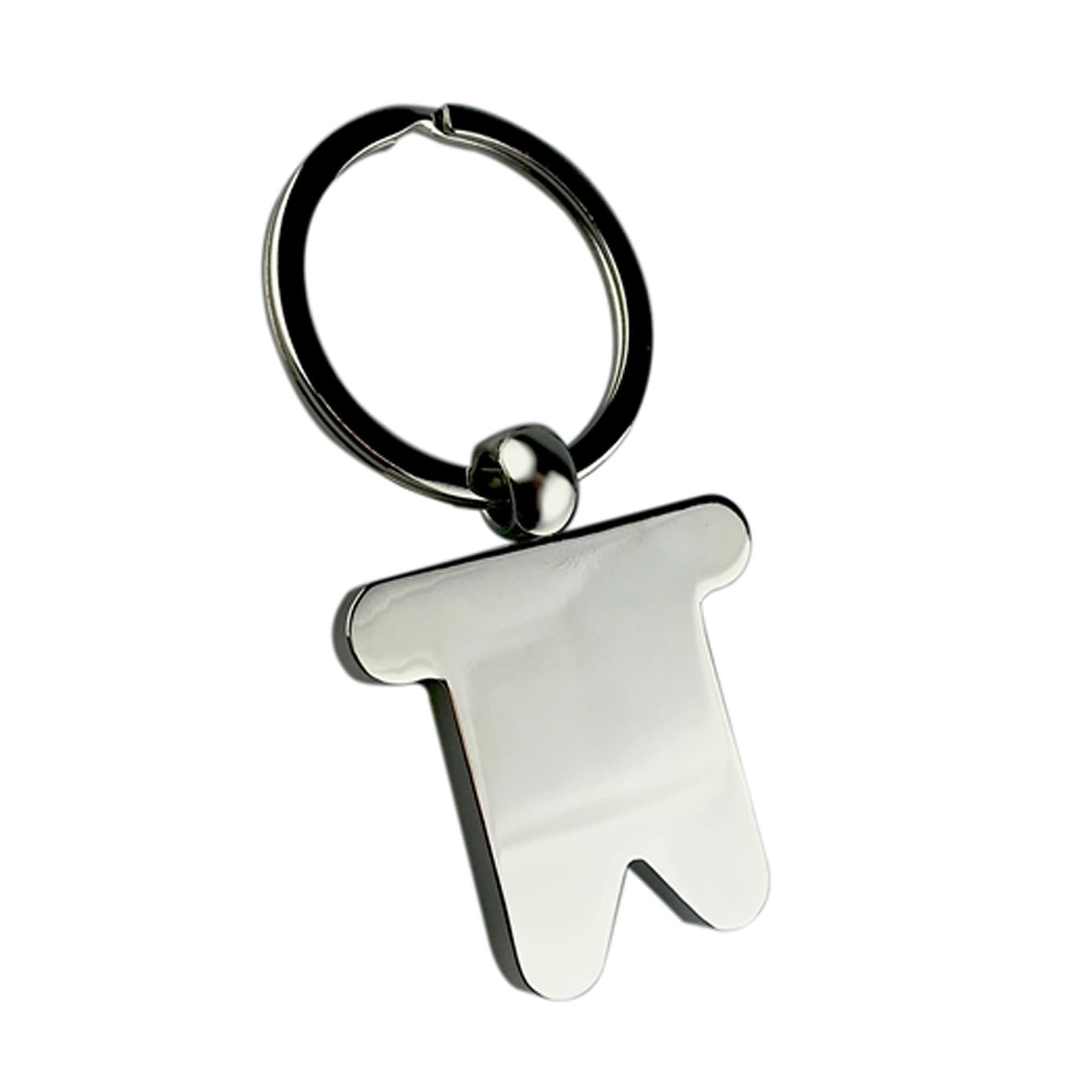 A silver keyring shaped like a small man, attached to a metal ring. The keyring has a shiny, smooth finish. Little Man Key Ring - Image 1