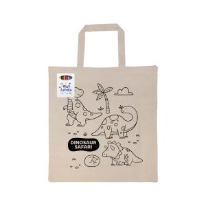 Colouring Short Handle Calico Bag & Crayons