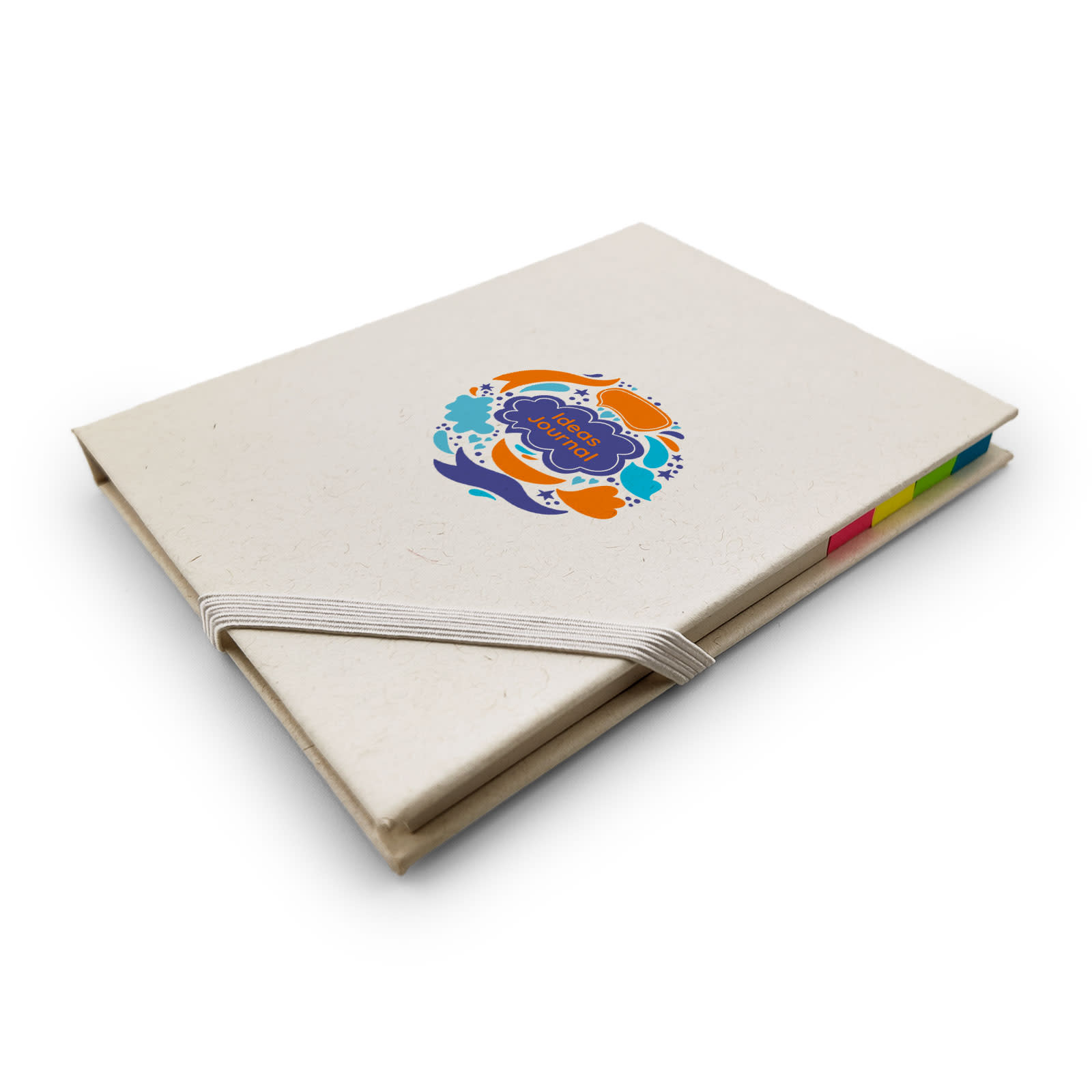 A cream-coloured planner with a colourful logo and a rubber band closure, featuring multicoloured tabs on the side. Trip Daily Planner - Image 1