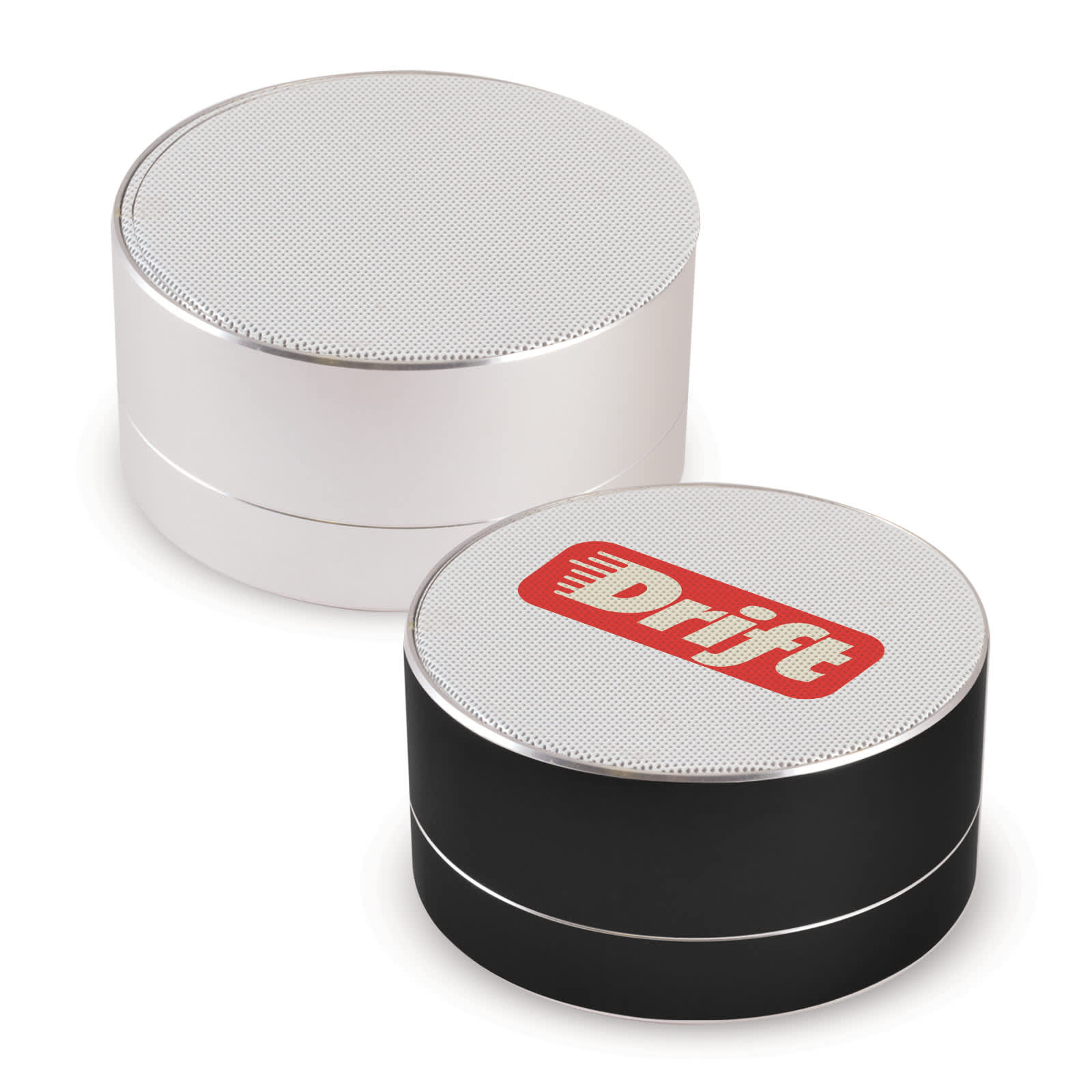 A Bluetooth speaker set in white and black, featuring a metal grille and branding on the top. Tango Bluetooth Speaker - Image 1
