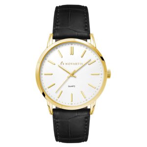 Mens Dress Watch (Gold), Leather Strap