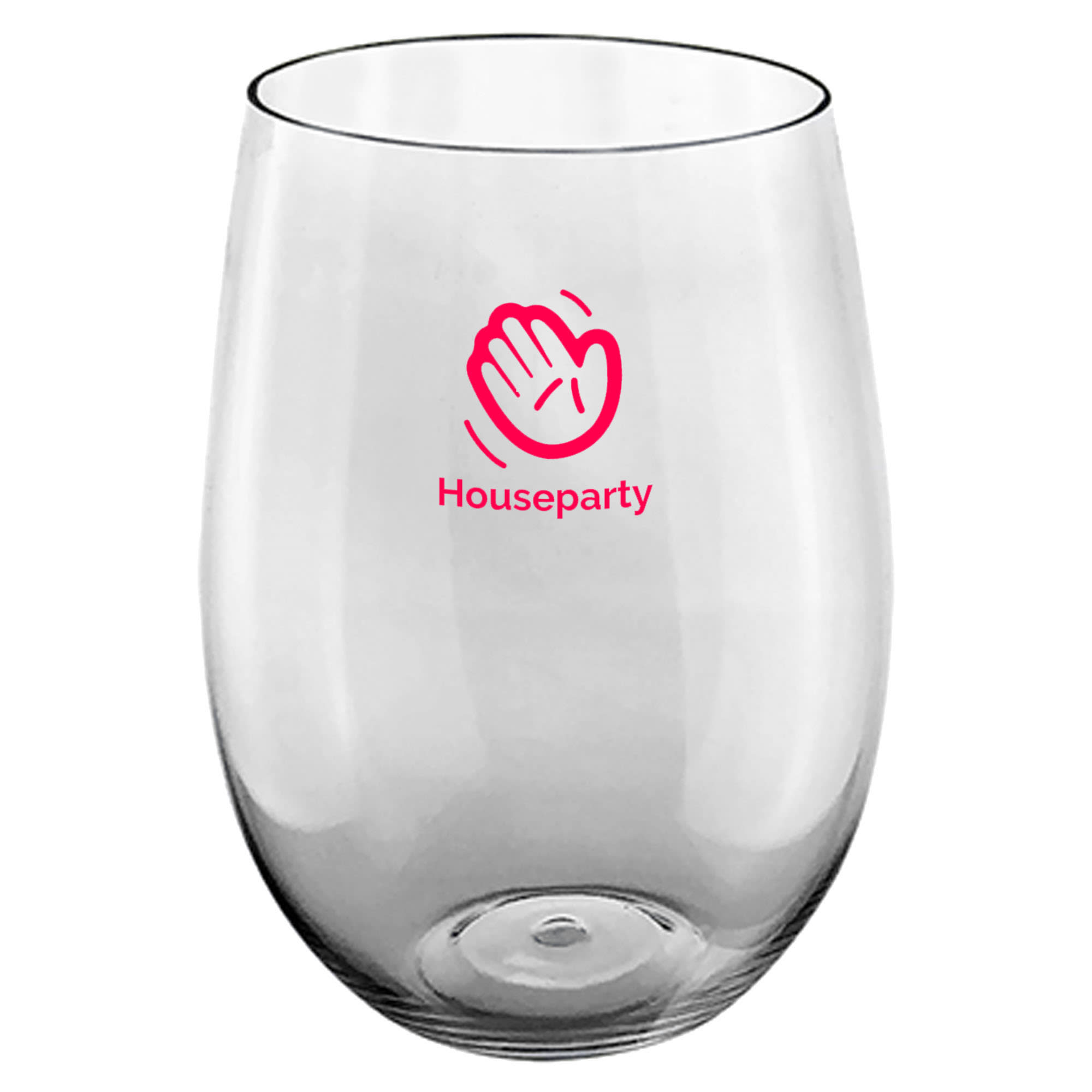 A drink bottle made of clear plastic, featuring a logo and a rounded shape, ideal for casual use. Crystal Pet Tumbler - Image 1