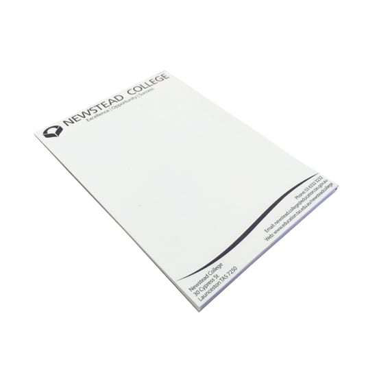 A notepad with a white cover, featuring a logo at the top and a sleek, minimalist design. A7pad2c50 - Image 1