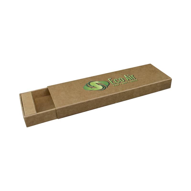 A kraft sliding gift box in brown with an engraved logo, designed for packaging. Kraft Sliding Gift Box 1 (with Engraved logo) - Image 1