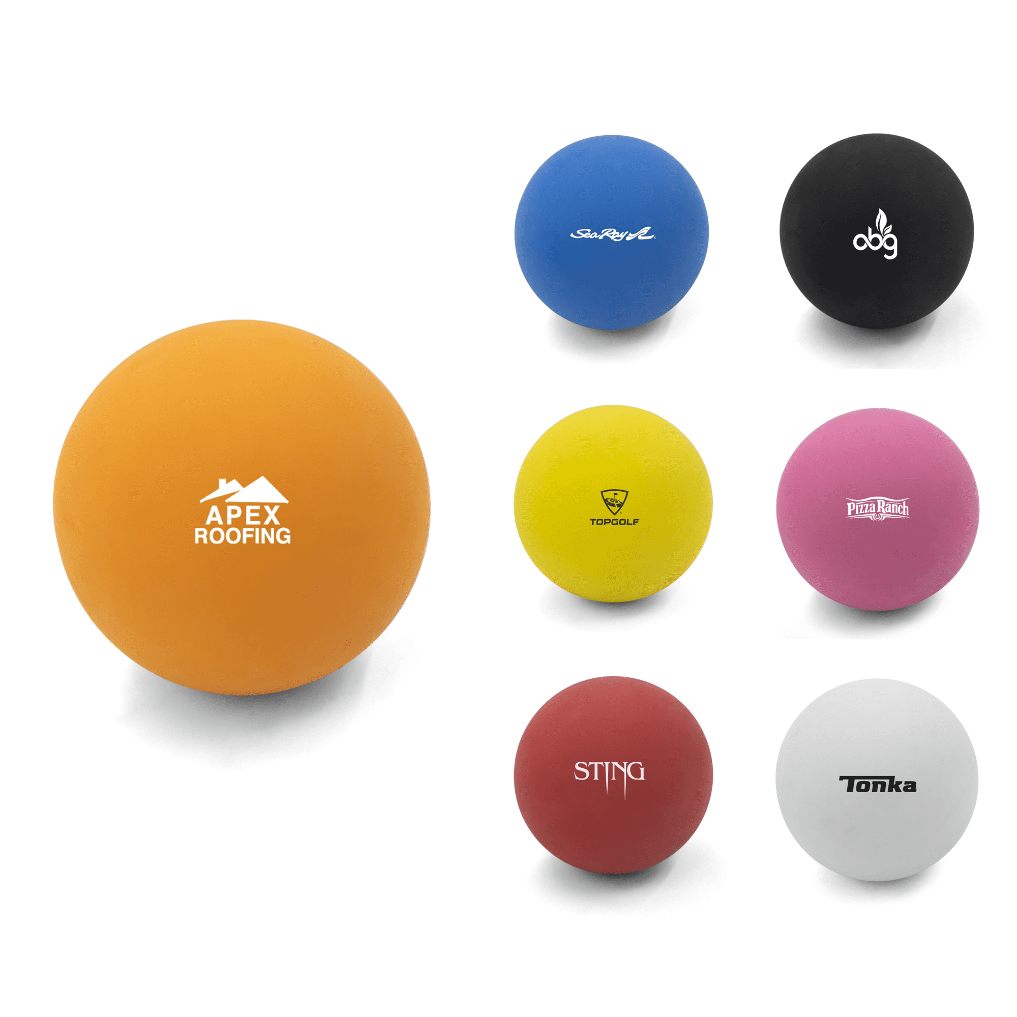 A selection of high bounce balls in various colours, including orange, blue, black, yellow, pink, red, and white. Wiz High Bounce Ball - Image 1