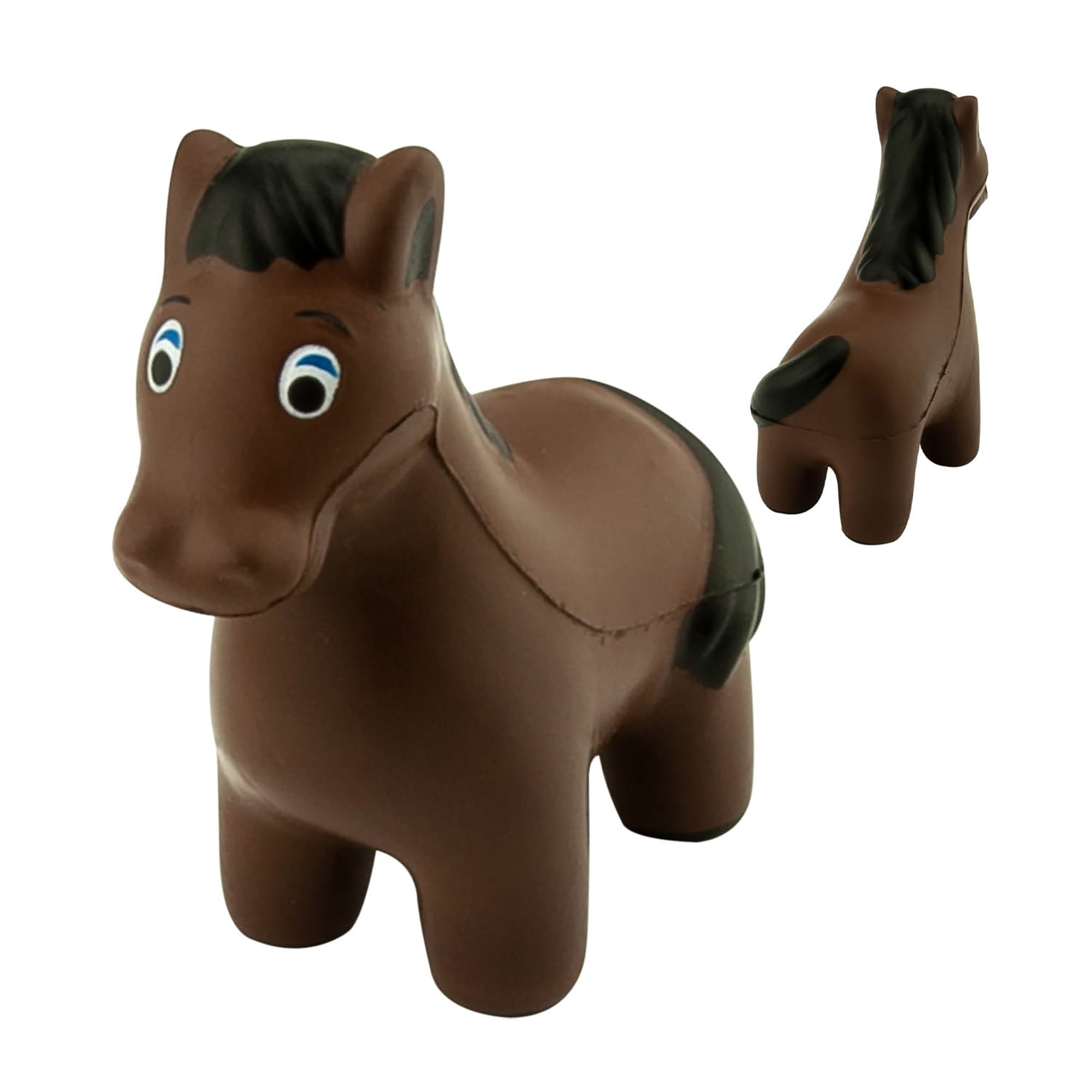 A brown stress horse figure with a detailed mane and playful eyes, featuring a slight glossy sheen. Stress Horse - Image 1