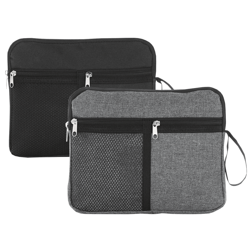 A multi-purpose travel bag in black and grey, with multiple zippered pockets and a stylish design. Multi-Purpose Travel Bag - Image 1